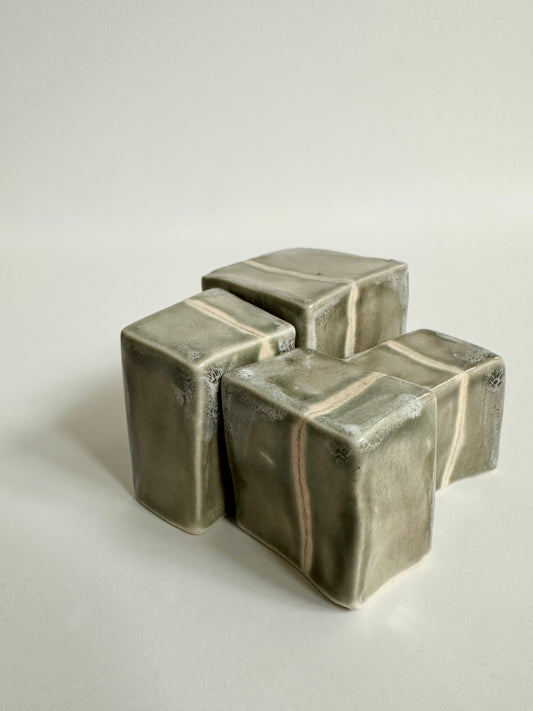 Cube Sculptures: Snow Day-Grey (4pc)