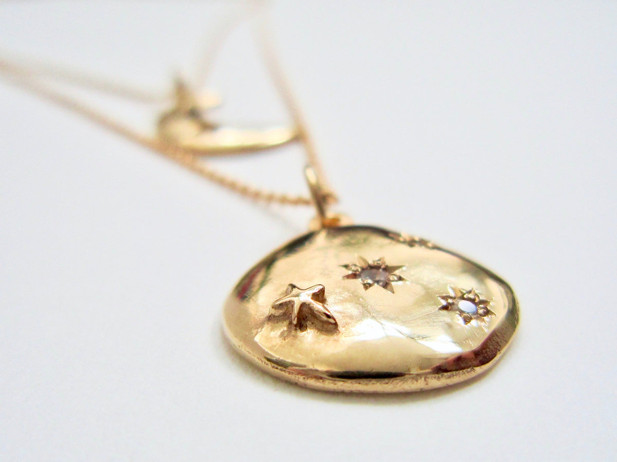 14K Gold Eclipse Necklace - Amanda Schoppel Art & Wax Carving