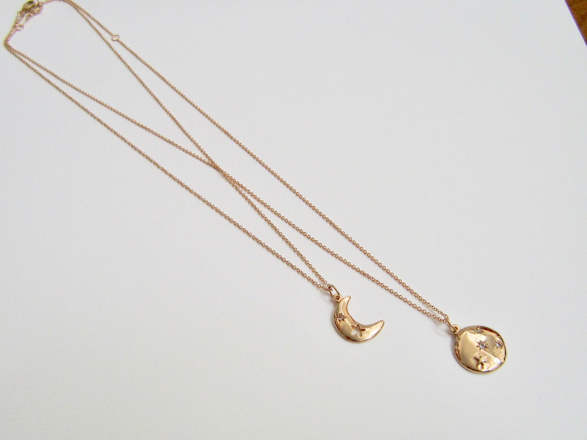 14K Gold Eclipse Necklace - Amanda Schoppel Art & Wax Carving