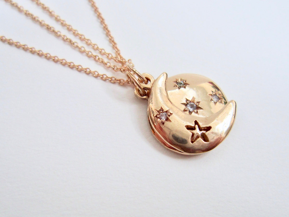 14K Gold Eclipse Necklace - Amanda Schoppel Art & Wax Carving