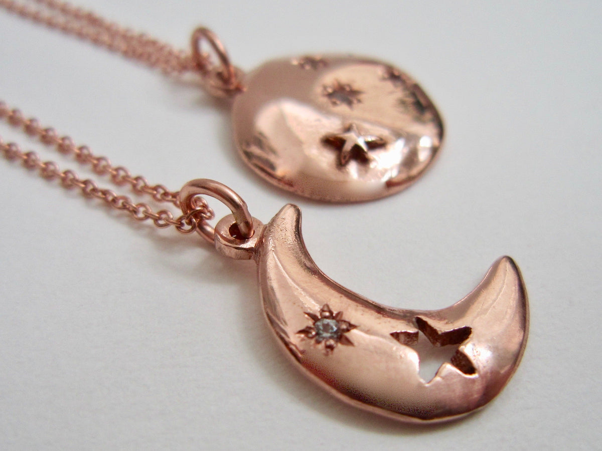 14K Gold Eclipse Necklace - Amanda Schoppel Art & Wax Carving