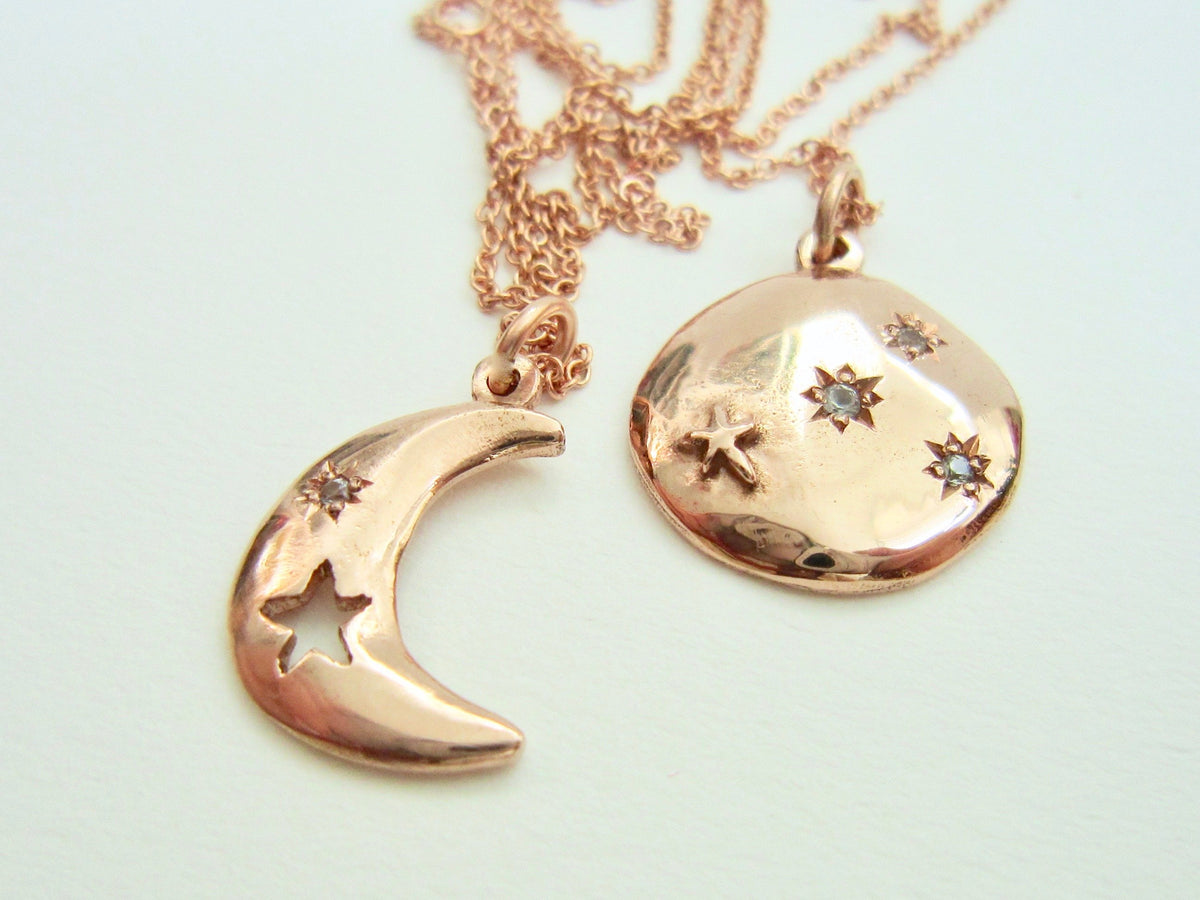 14K Gold Eclipse Necklace - Amanda Schoppel Art & Wax Carving