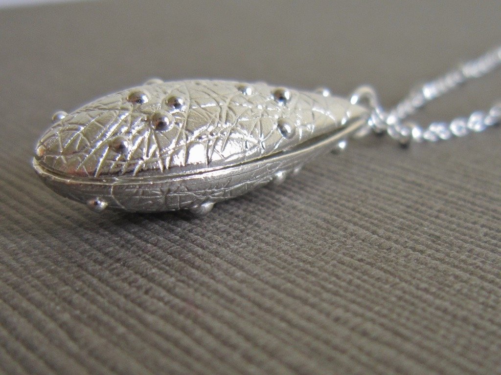 Silver Bump Clamshell 16" Pendant - Amanda Schoppel Art & Wax Carving