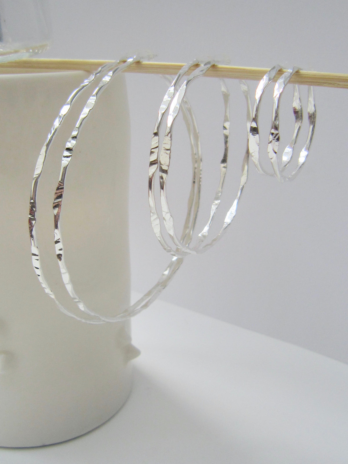 Silver Forged Hoop Earrings