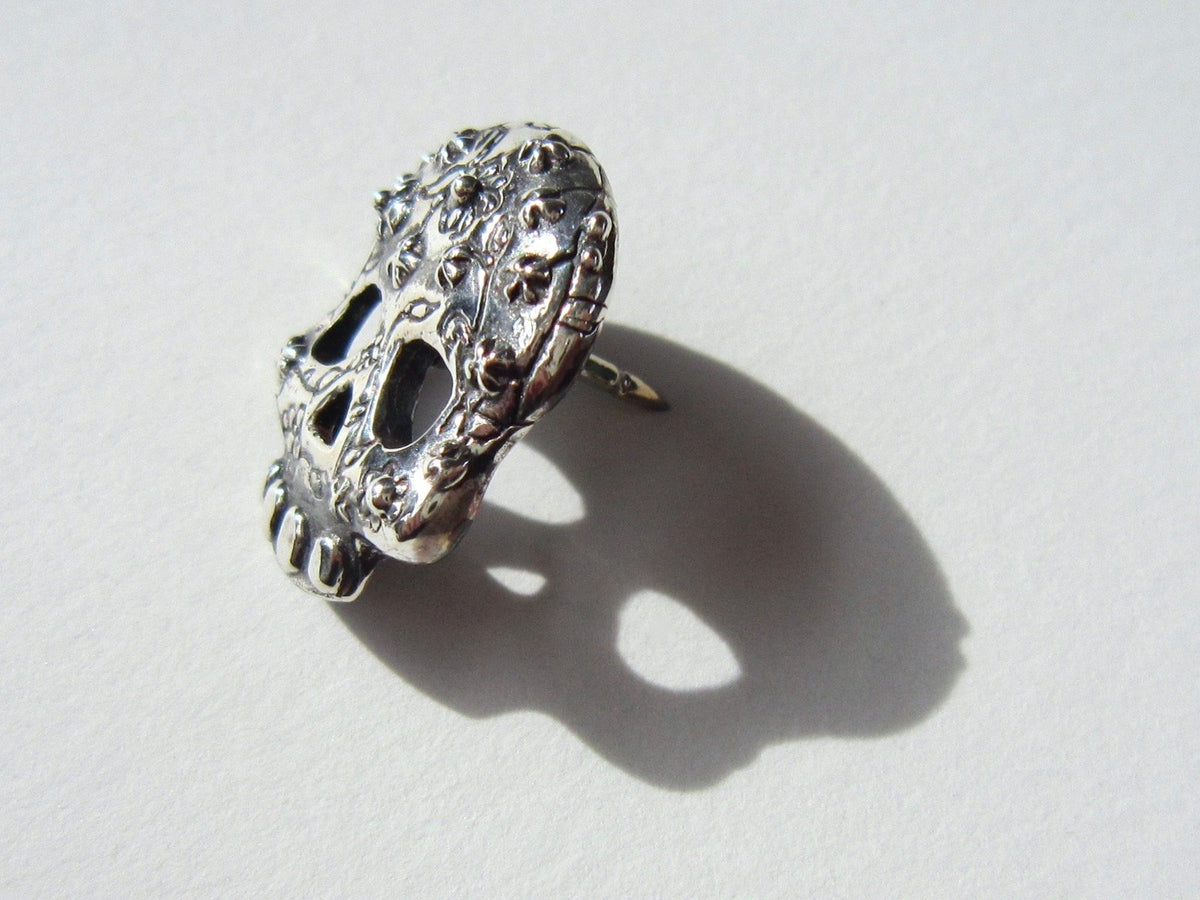Sugar Skull Pin - Amanda Schoppel Art & Wax Carving