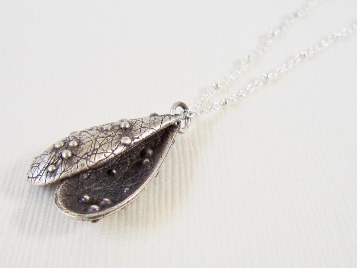 Silver Bump Clamshell 16" Pendant - Amanda Schoppel Art & Wax Carving