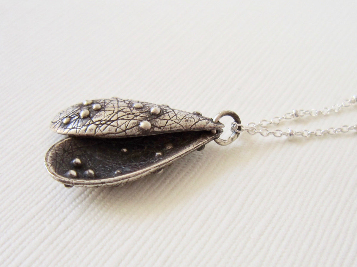 Silver Bump Clamshell 16" Pendant - Amanda Schoppel Art & Wax Carving