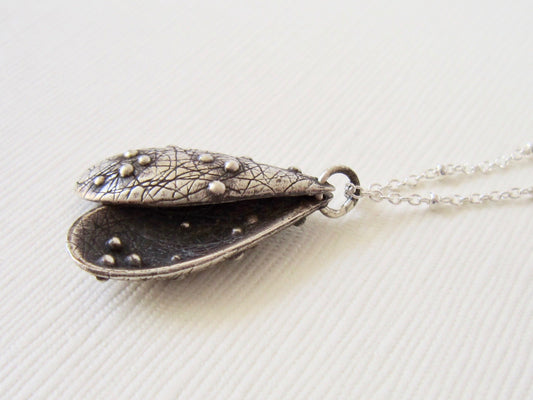 Silver Bump Clamshell 16" Pendant - Amanda Schoppel Art & Wax Carving