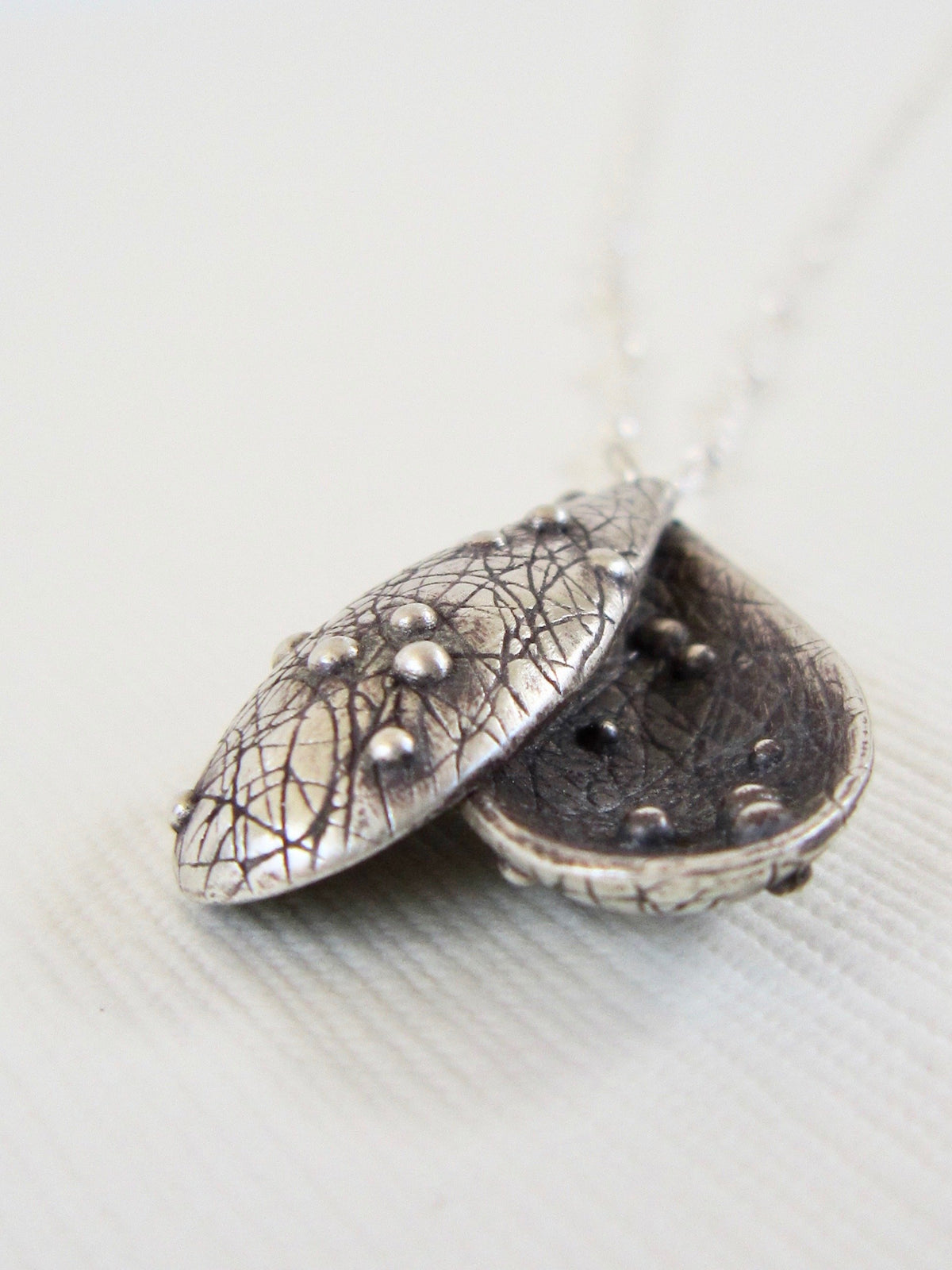 Silver Bump Clamshell 16" Pendant - Amanda Schoppel Art & Wax Carving