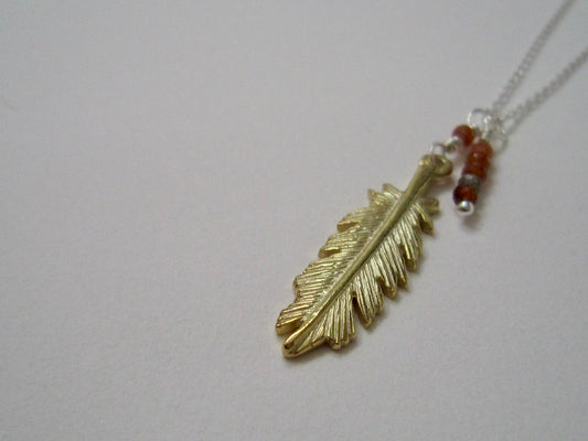 Gold Plated Silver Feather Necklace