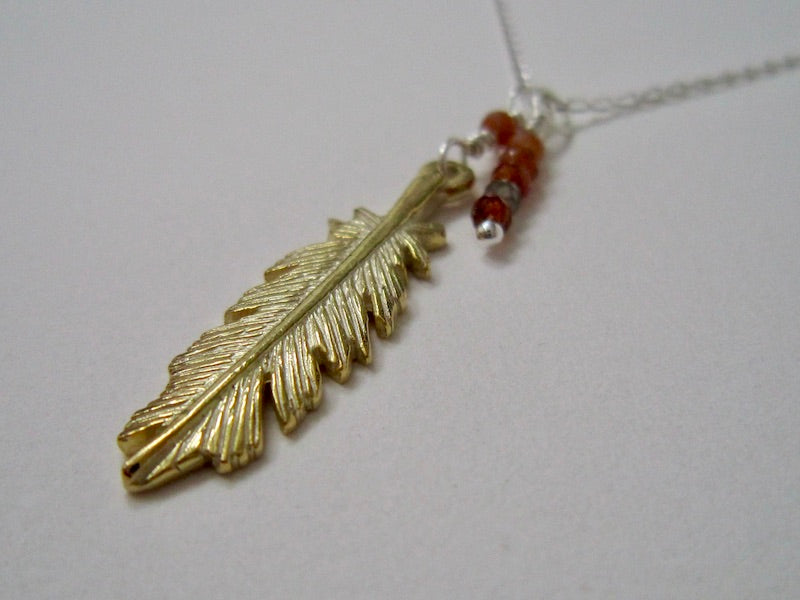 Gold Plated Silver Feather Necklace
