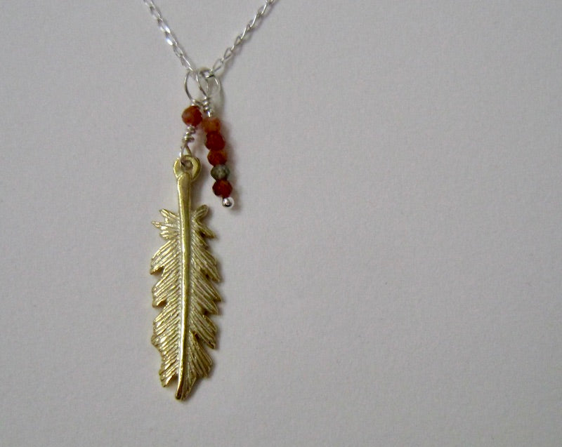 Gold Plated Silver Feather Necklace