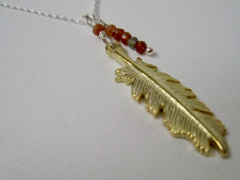 Gold Plated Silver Feather Necklace