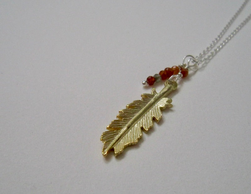 Gold Plated Silver Feather Necklace