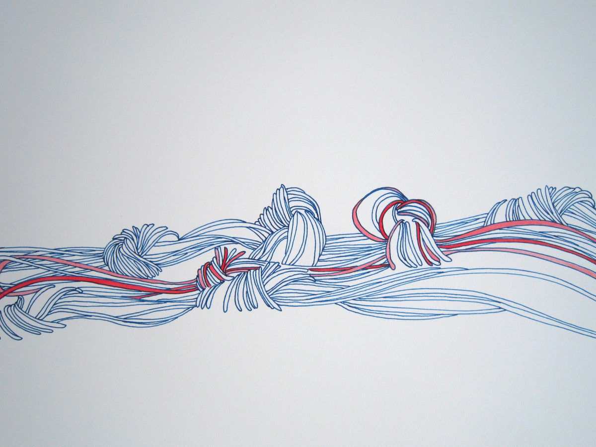 SOLD . Red and White Knots