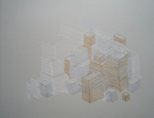 Gold, Silver and White Pile Drawing