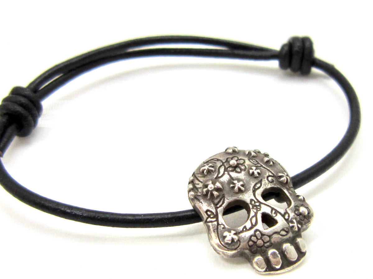 Adjustable Sugar Skull Bracelet - Amanda Schoppel Art & Wax Carving