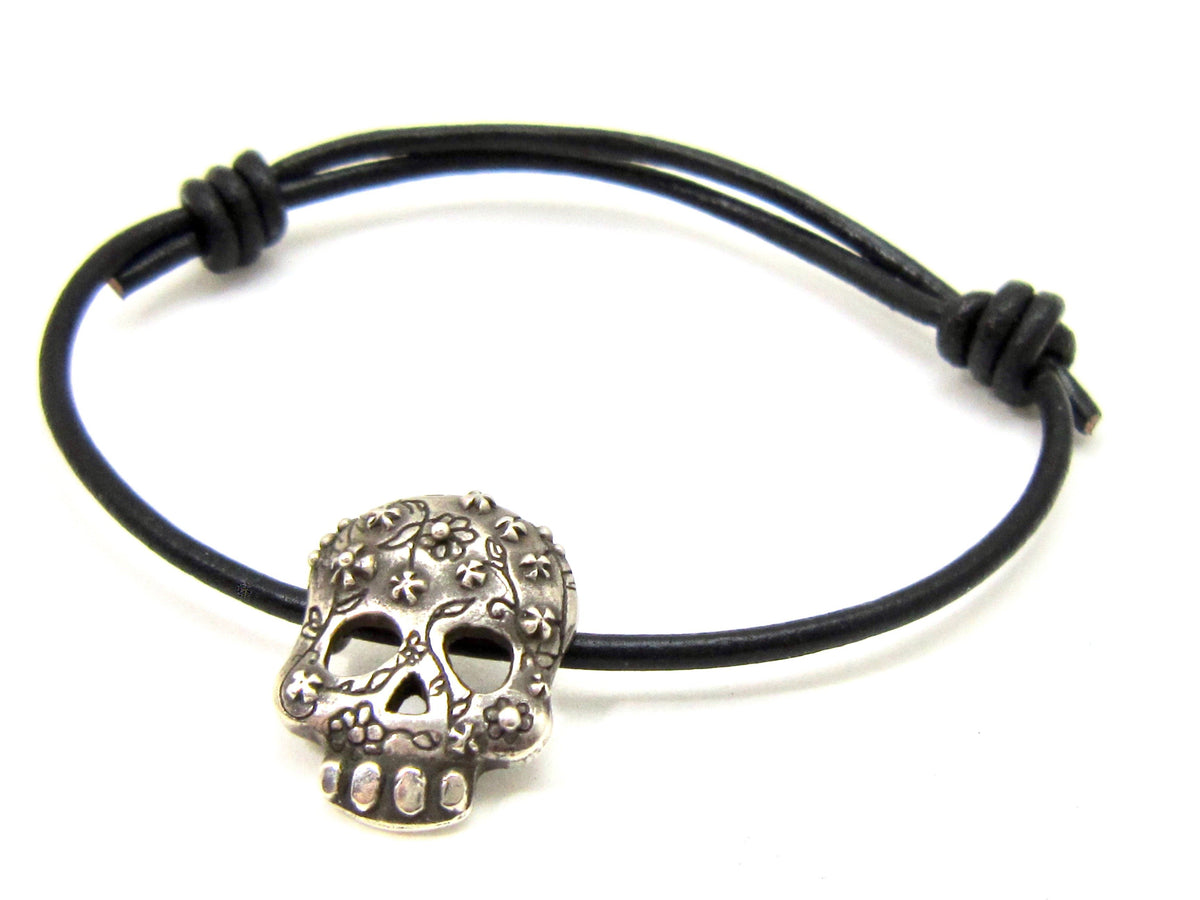 Adjustable Sugar Skull Bracelet - Amanda Schoppel Art & Wax Carving