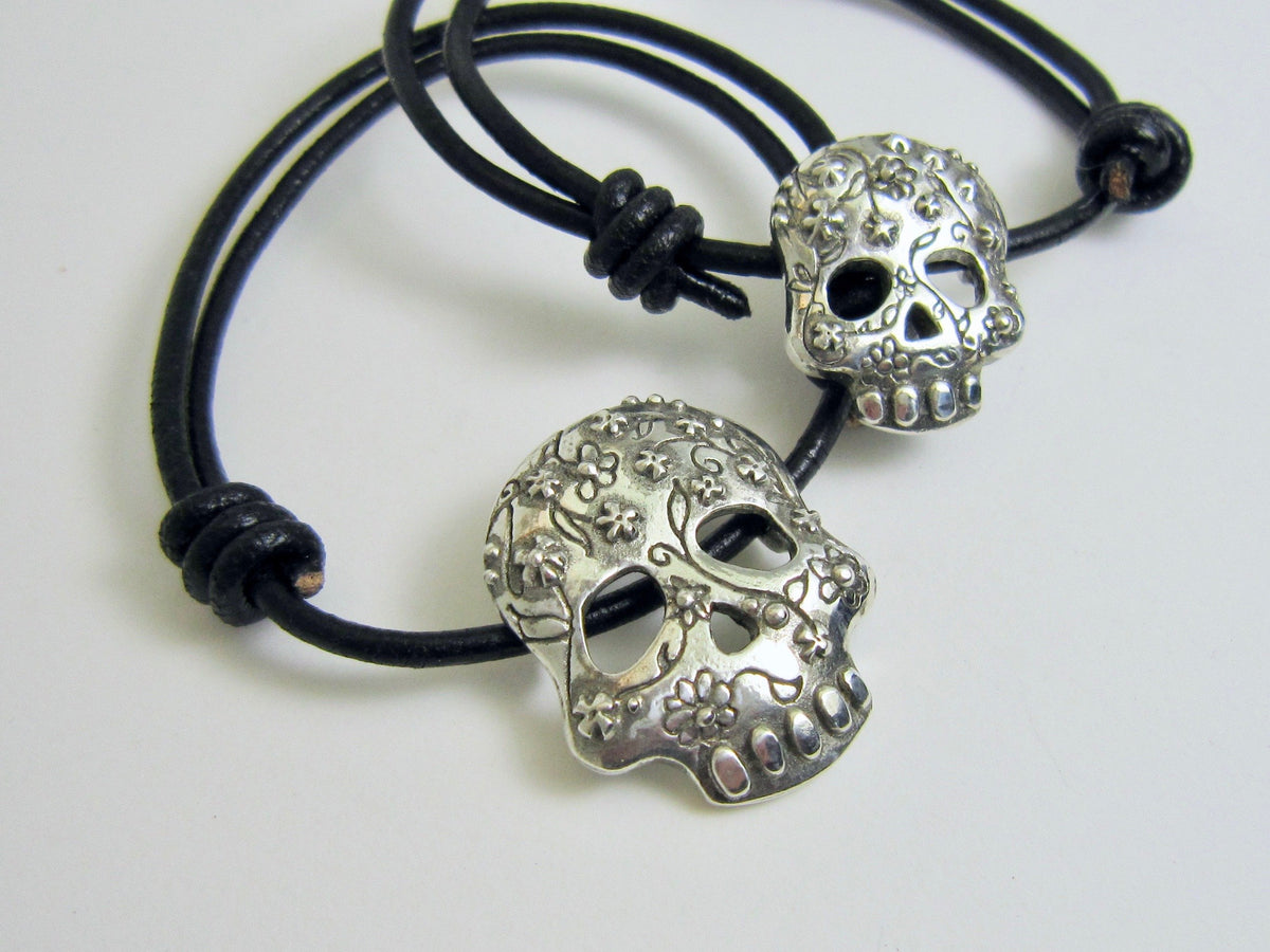 Adjustable Sugar Skull Bracelet - Amanda Schoppel Art & Wax Carving