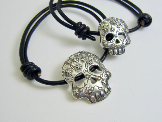 Adjustable Sugar Skull Bracelet - Amanda Schoppel Art & Wax Carving