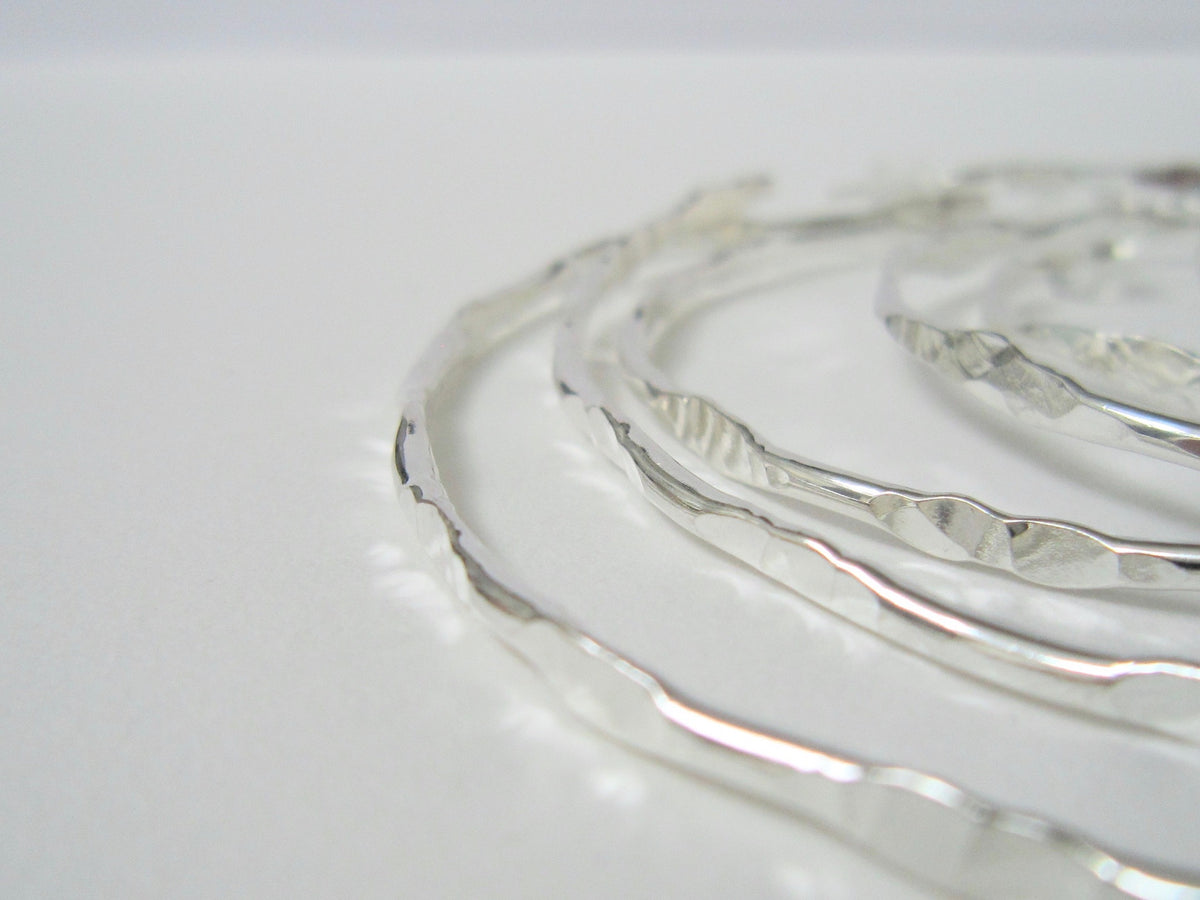 Silver Forged Hoop Earrings