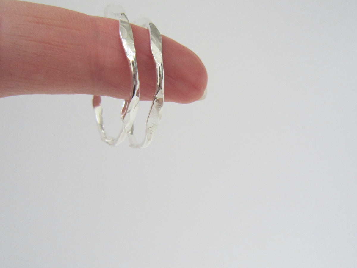 Silver Forged Hoop Earrings