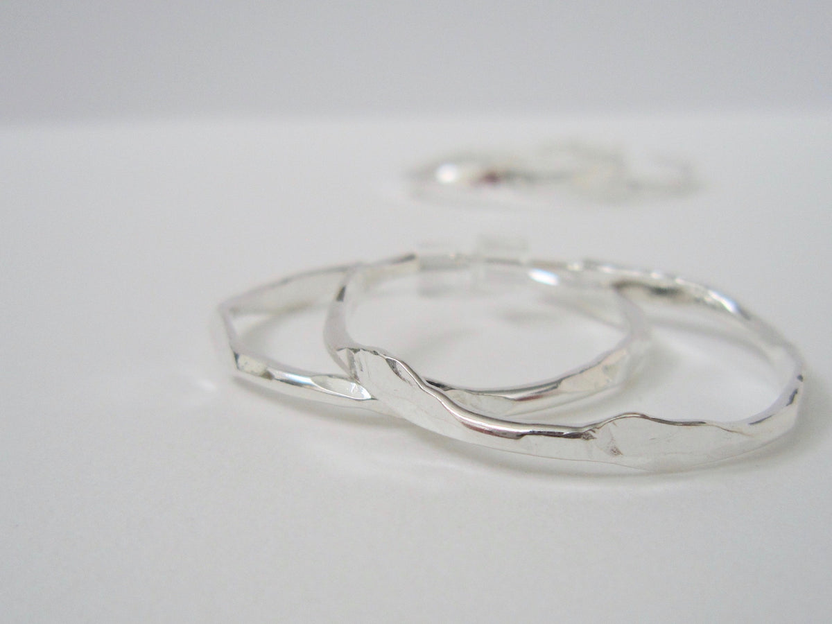 Silver Forged Hoop Earrings
