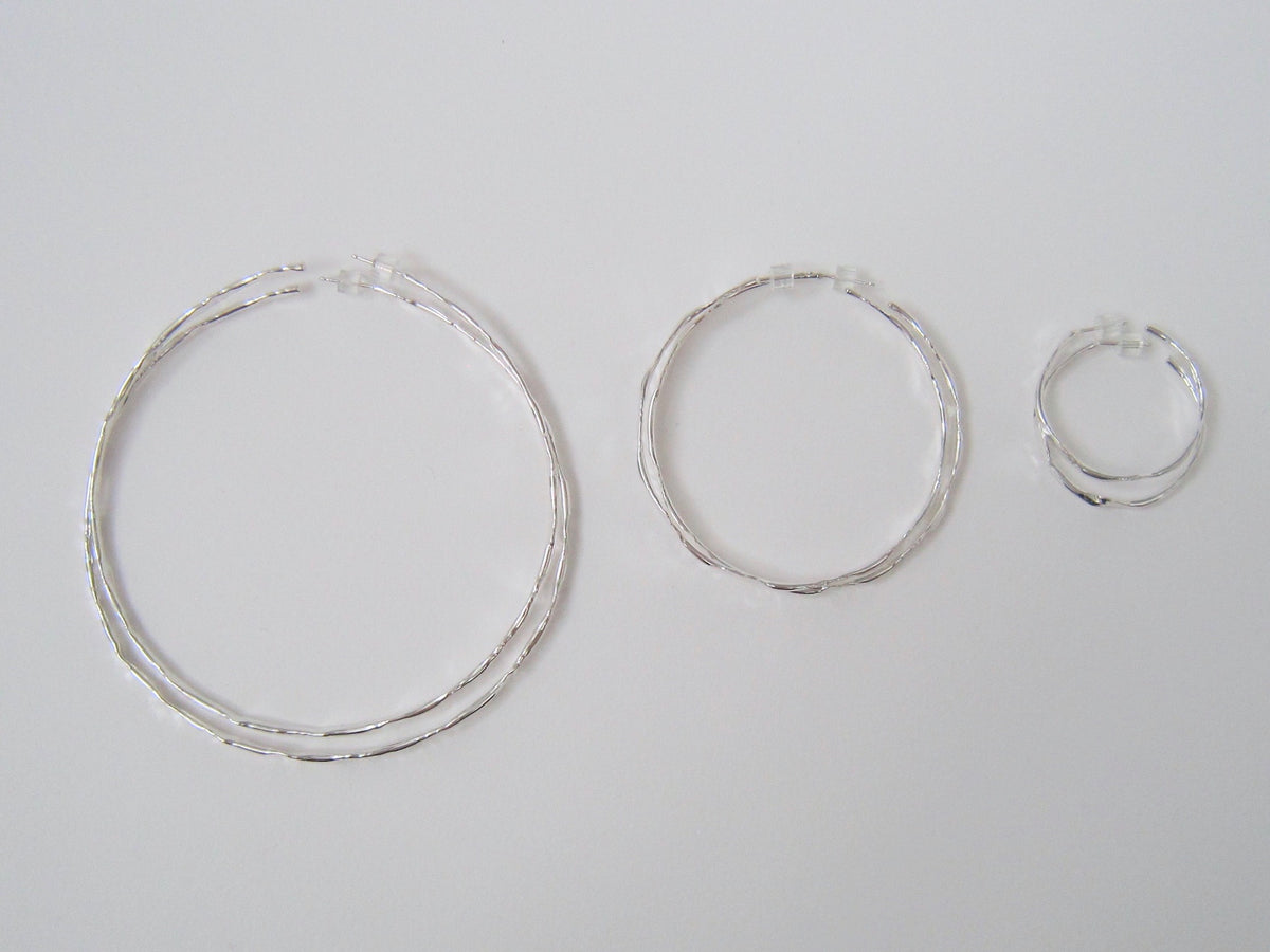 Silver Forged Hoop Earrings